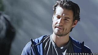 Brunette babe passionately sucks and fucks her handsome coach