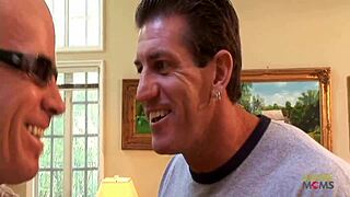 Big fake tits milf contrasts skinny body with rough anal cowgirl riding and cum in mouth