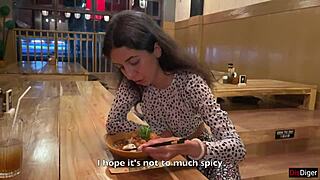 I CUM ON a girl's FACE in public SUSHI BAR and she EATS rolls with CUM on her FACE