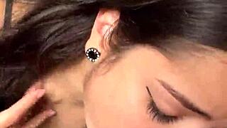 I love how this cute submissive brazilian girlfriend chokes on my big cock with deep sloppy blowjob and gagging