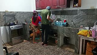 Perverted neighbor roleplays kinky fetish with curvy amateur, shaking her big ass in uniform while he's watching