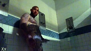 hey that prison solo masturbation got so wet with huge cumshot on my tattooed big cock outdoors