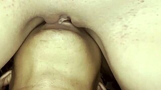 Blonde woman received intense and moist oral pleasure session.