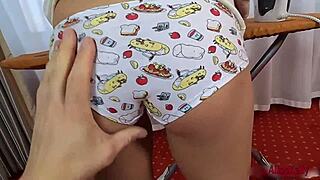 brunette deep sucking dick and doggystyle action with cum on pussy