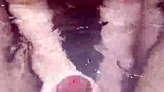 i love how my girlfriend's small tits and sexy body led to that hot underwater cumshot from our amateur pool handjob