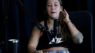 Flor de Damiana enjoys the exhibitionist side with Kidi Bengala in a see-through red outfit during a wild swinger interview full of domination and group orgasm fun outdoors.