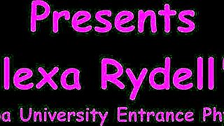 Tampa university demands bold entrance physical for petite Latina Alexa Rydell in gloves and miniskirt