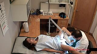 Tampa university demands bold entrance physical for petite Latina Alexa Rydell in gloves and miniskirt