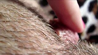 Closeup view captures intense big clit reaching powerful orgasm