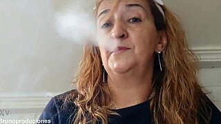 tall blonde european milf maria shows big tits for jerking off in kitchen