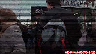 Whoa, stockinged dutch hooker gets her pussy pounded hard in reality close-up action!