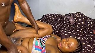 Horny African pussy boldly meets intense monster cock action