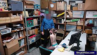 Petite shoplifter gets pounded hard by officer in office