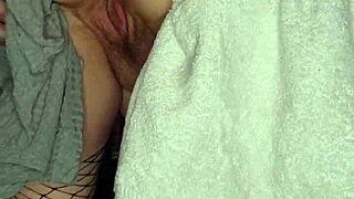 big pussy effortlessly swallows massive 14 inch dildo in front of mirror