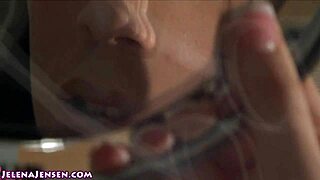 Jelena Jensen fingers wet pussy in tight dress and heels