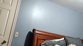 In a casual setting, chubby Marilyn explores pleasure with her favorite wand.