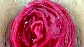 Destroyed anal with juicy prolapse asshole in extreme close up play!