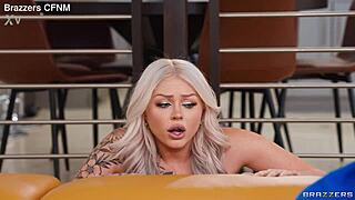 Blonde mature moans during intense anal fisting and ass to mouth action with deepthroat blowjob. She ends with a facial cumshot on her tattooed bubble butt in close-up.