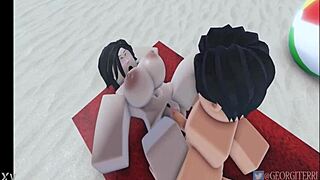 Roblox animation features beach championship scenes.