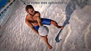 conversational-emoji beauty and the thug topless on beach with petite redhead piercing 😍🏖️