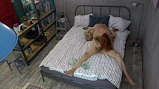 redhead teen 18+ gives blowjob to older guy