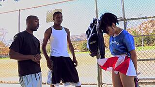 hey asian slut, you gonna suck these two big black cocks in heels?