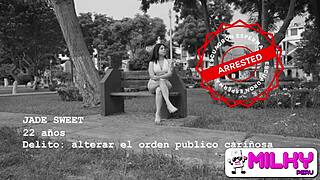 Police fucking quickie with natural tits teen blowjob doggystyle outdoors