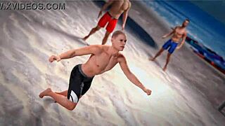 conversational-emoji beauty and the thug topless on beach with petite redhead piercing 😍🏖️