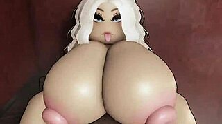 Big black cock contrasts with juicy big ass and tits bouncing wildly in intense prostitute encounter