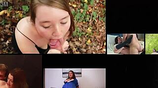 young woman engages with older neighbor in intimate oral act involving condom contents