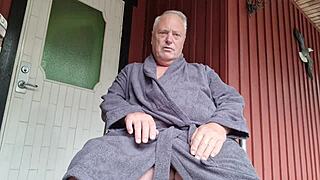 Hey, what's up with Chris the old man getting shaved outdoors like that?