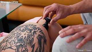 Blonde mature moans during intense anal fisting and ass to mouth action with deepthroat blowjob. She ends with a facial cumshot on her tattooed bubble butt in close-up.