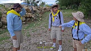 i explore emma anturins pretty wet pussy while camping in cosplay uniform with blowjob and riding