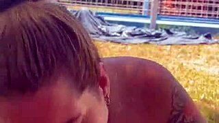 i love how in the park she always swallows my cum after deepthroat blowjob