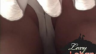 Lexy Lohan shows cameltoe with sexy body blowjob