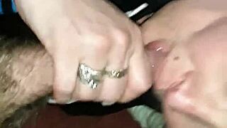 Older brunette boldly sucks Joshua Jisms massive big white cock in intense blowjob