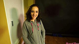 Skinny coed Ryann gives a footjob and gets fingered