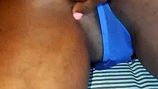 Heading to bed in blue lingerie for some solo fingering fun 😘