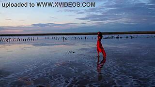 Hey, walking on red sunset of elton salt lake feels amazing