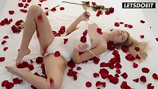 Blonde model Freya Mayer rides cock in missionary with cumshot