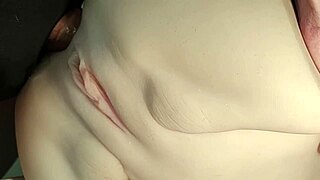 Casual close-up shows sexy shaved doll getting double penetration with toys in ass and pussy.