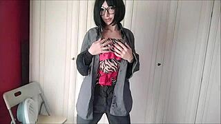 chantalchannel looks hot even dressed like a man in homemade video