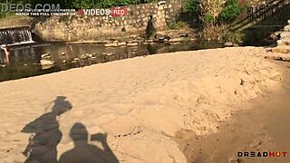 African adventure unfolds with bold beach display leading to passionate rocky encounter