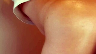 Intense doggy style pounding with hot babe bent over tight