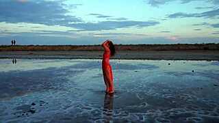 Hey, walking on red sunset of elton salt lake feels amazing