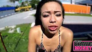 Teen Rides Dildo on Motorcycle for Cash