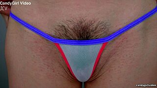 arielle lane puts on thong panties close up in softcore solo