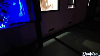 Peeping tom gets busted by busty milf! 😏 She gives him a wild POV blowjob with her big tits bouncing! 🔥