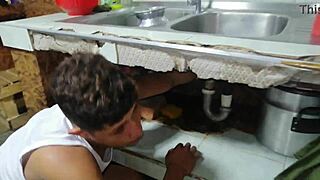 The plumber fixes my pussy leak with his sexy skills.