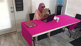 big booty busty white milf office secretary in mini dress gets interview with black boss